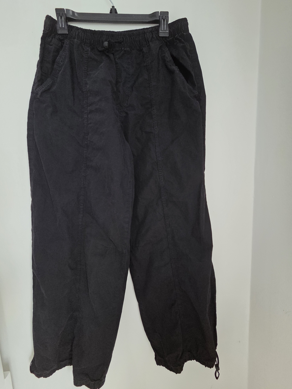 Zara Black Elastic Waist Drawstring Joggers with Cinch Hems